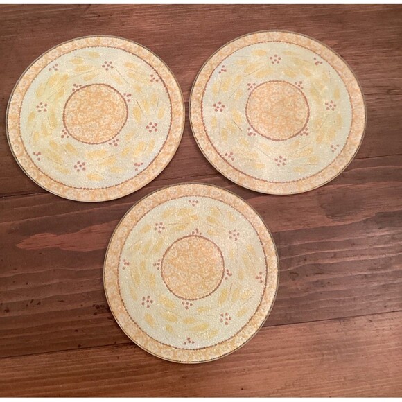 Set of 3 Temptations by Tara Old World Yellow Glass Trivet Set Temp-Tations - Picture 1 of 5